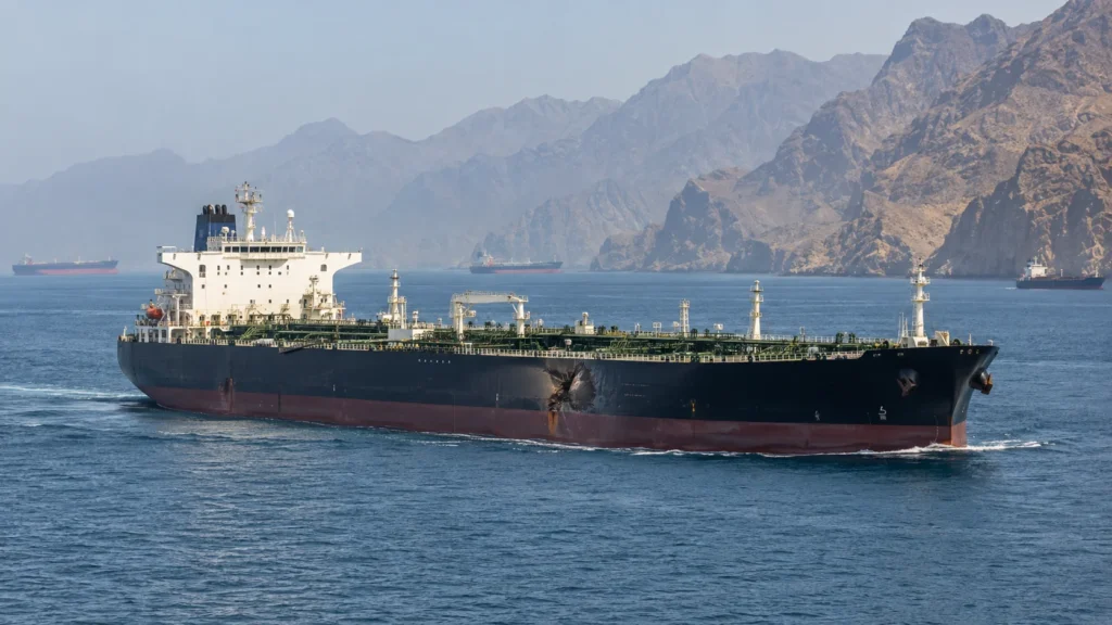 Hormuz tanker hit by debris